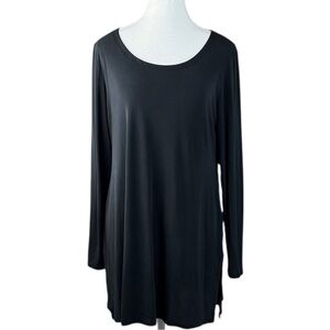 Eileen Fisher Black‎ Tunic Top Women’s M Long Sleeve Scoop Neck Side Slits